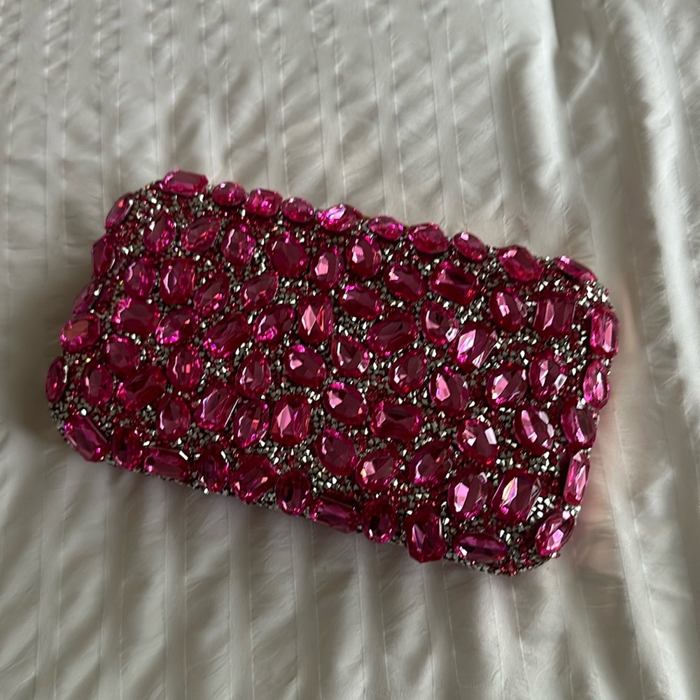 Jeweled pink clutch